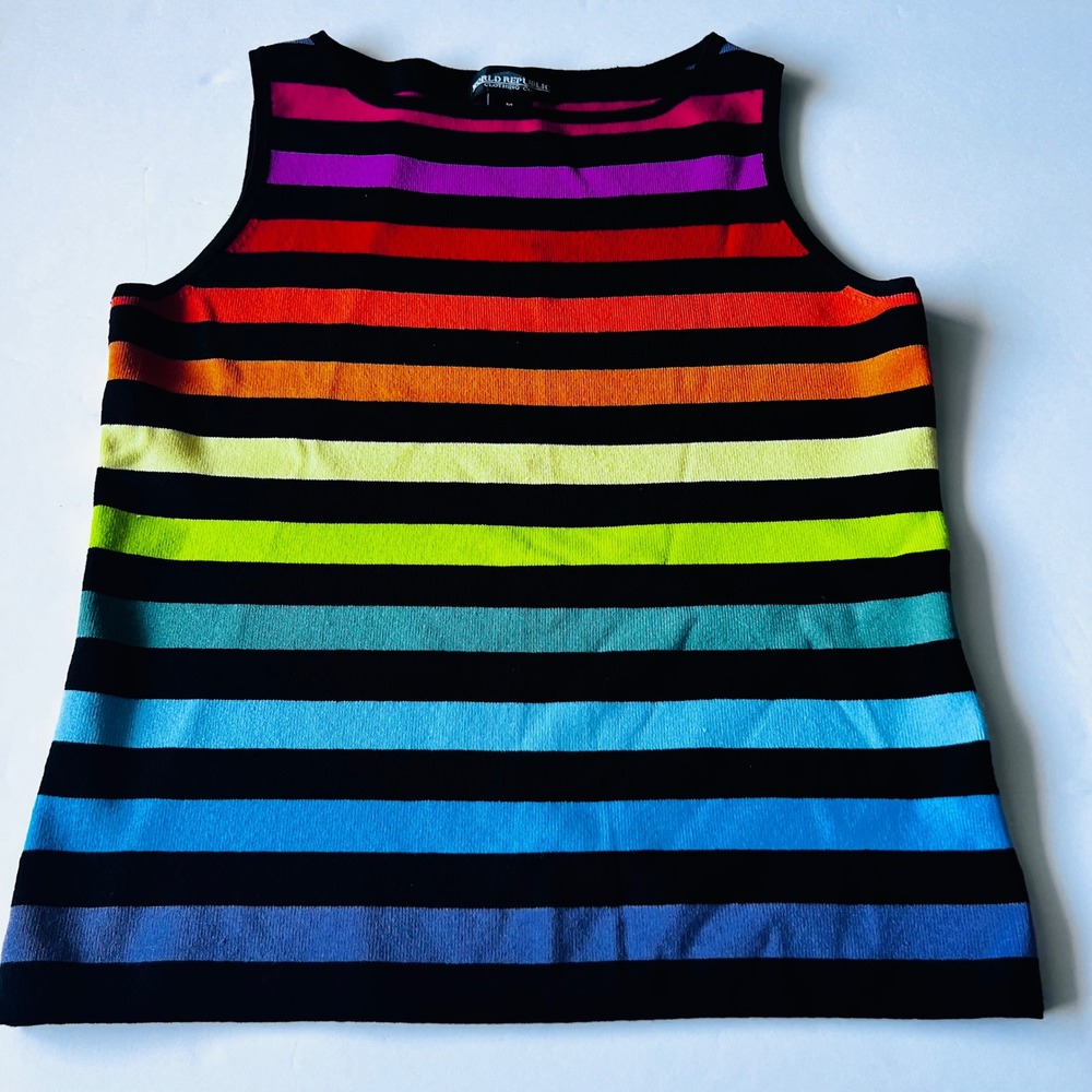 Vintage World Republic Silk Blend Rainbow Knit Tank Top M